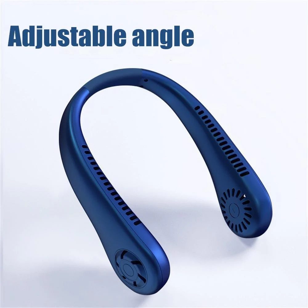 Portable Neck Fan USB Rechargeable Bladeless Fan Mini Electric Ventilator Silent Neckband Wearable Cooling for Sports Wearable Necklace Fan with 3 Speeds for Home Office Travel Outdoor Sports