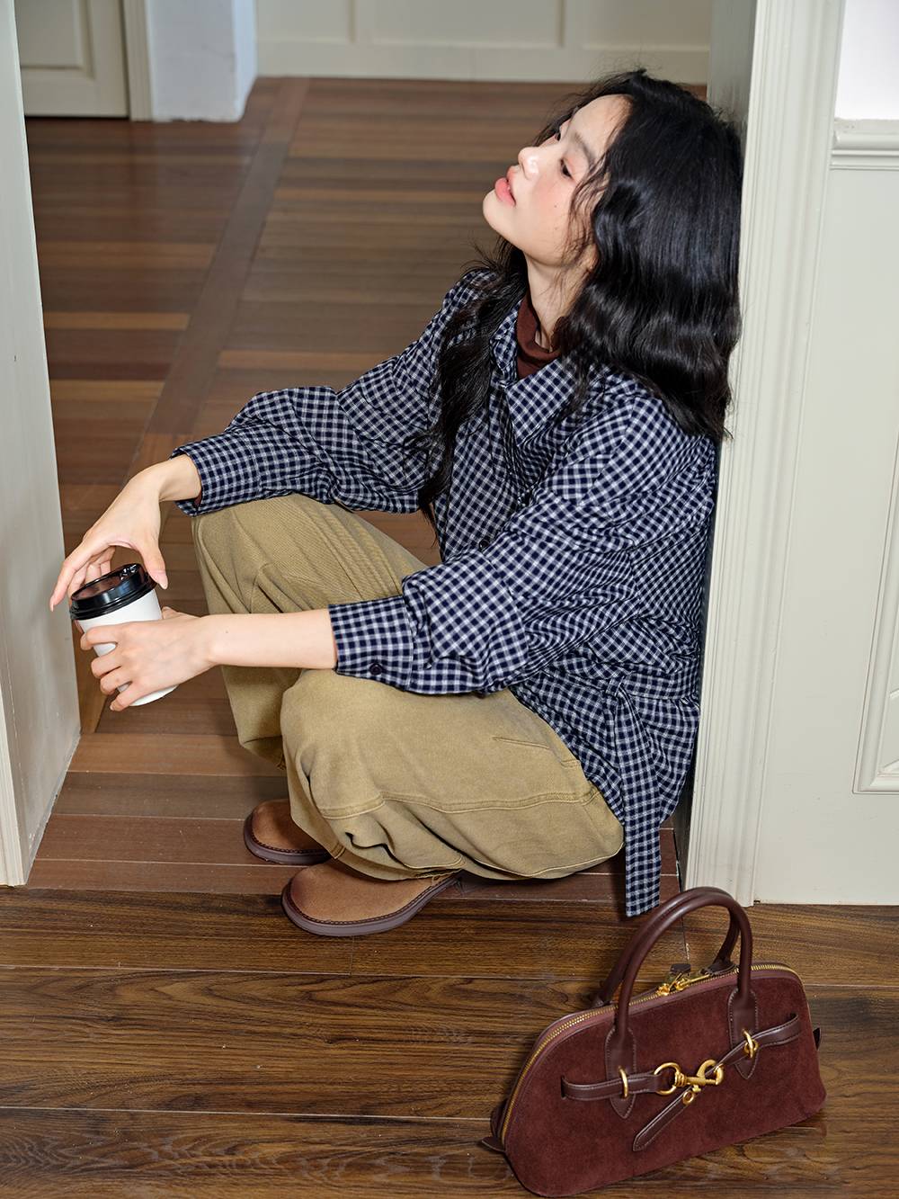 Plaid Belted Blouse