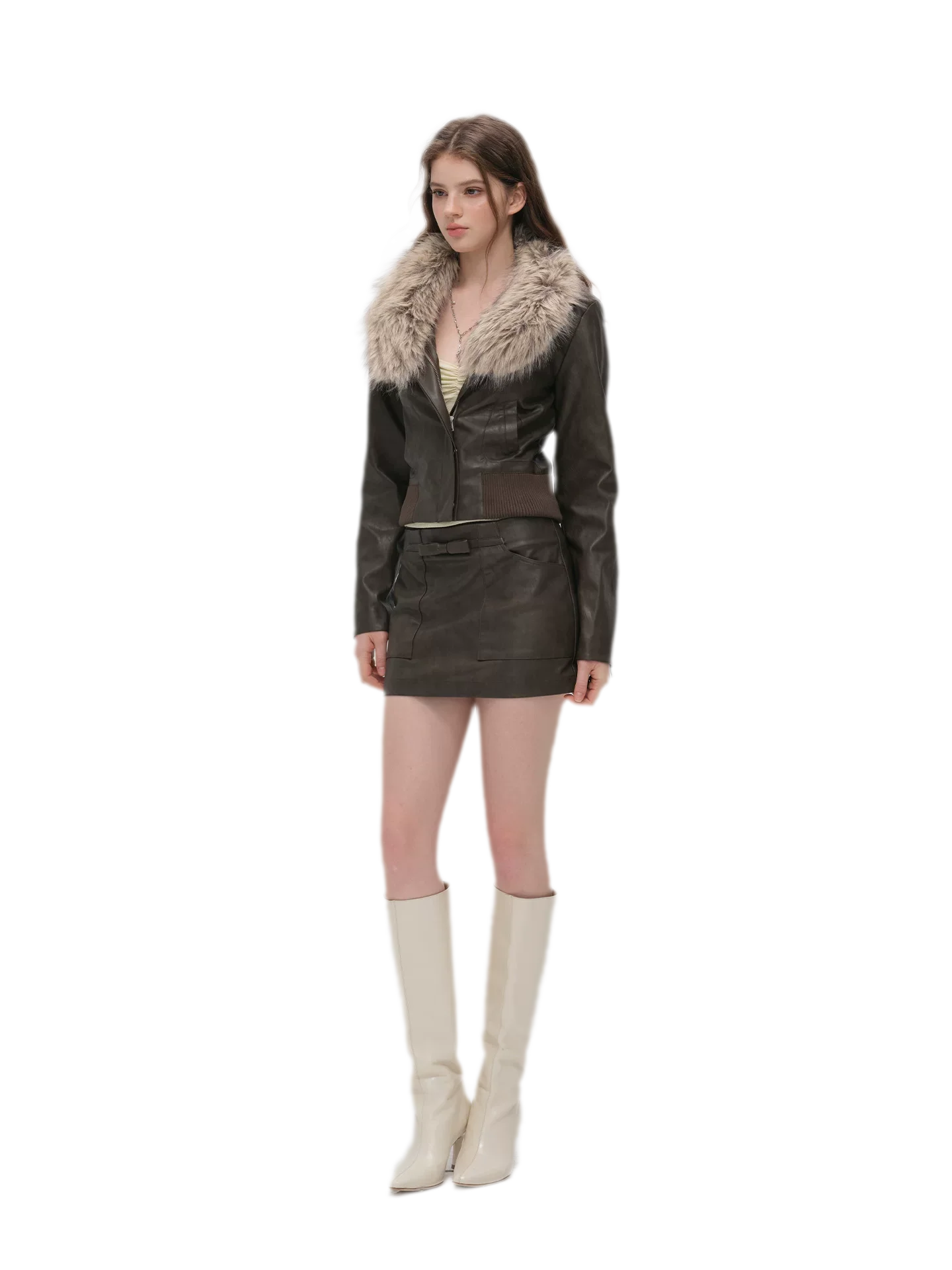 Textured Cropped PU Jacket