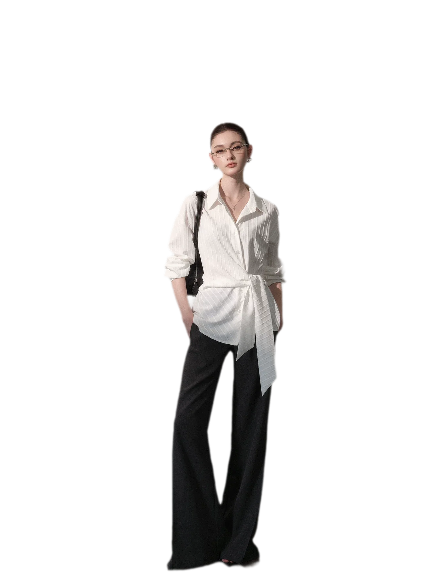 Vertical Striped Tie-Waist Shirt