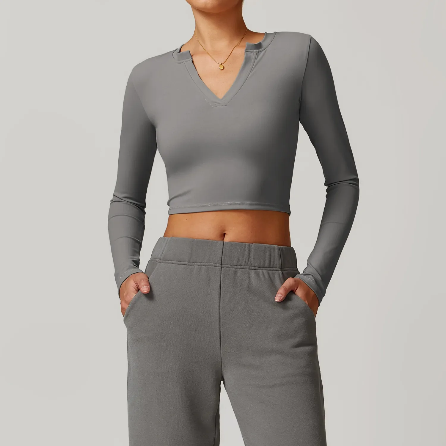 V Neck Long Sleeve Yoga Top