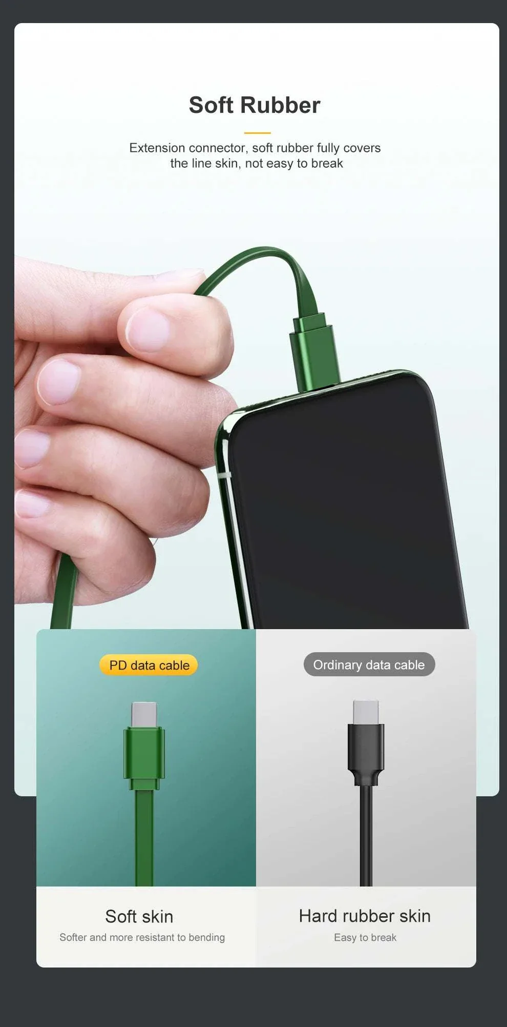 PD Fast Charging USB-C & Lightning Cable (Retractable)