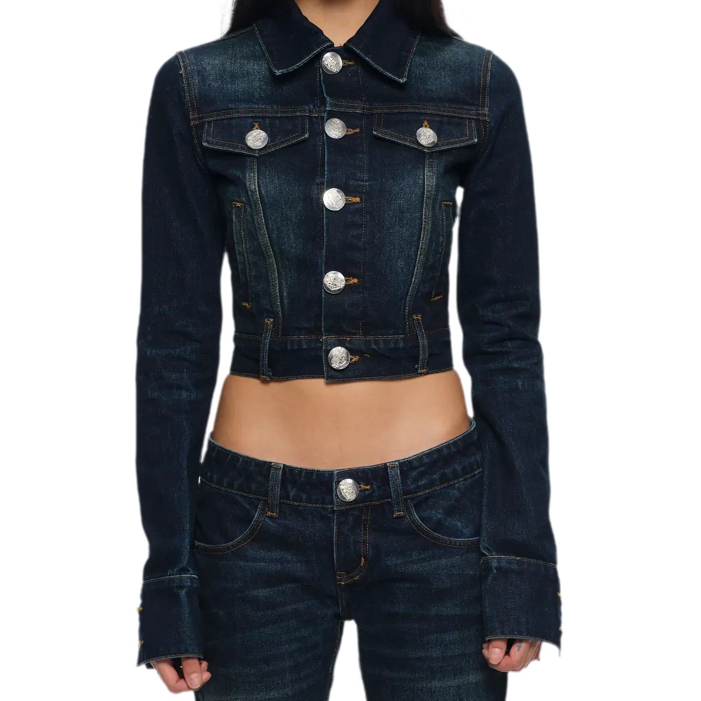 Embroidered Cropped Denim Jacket