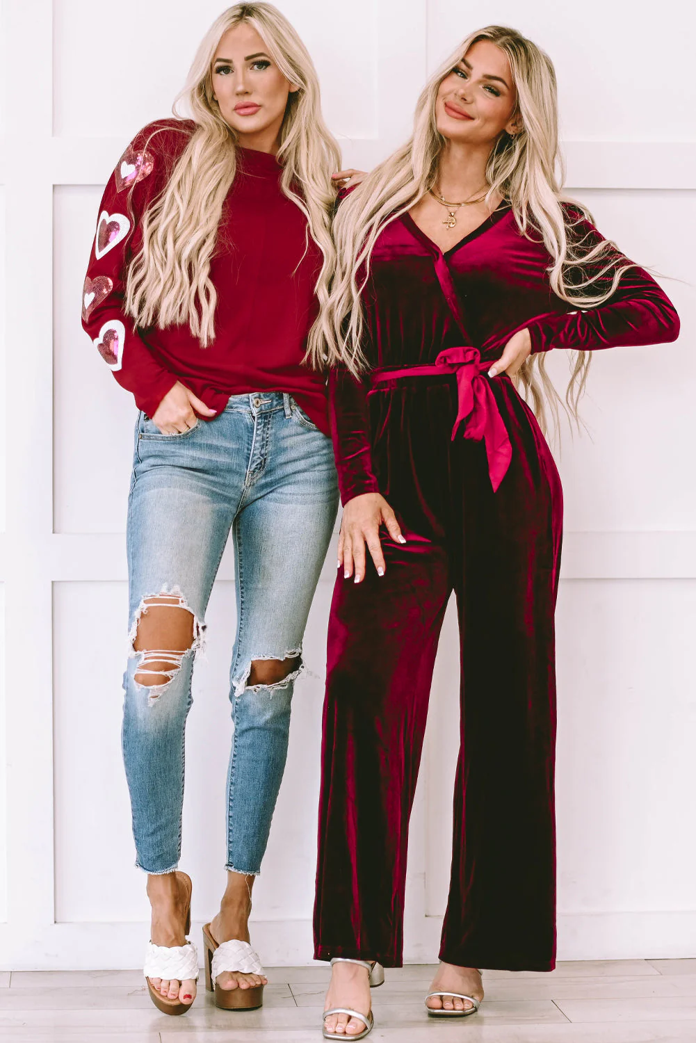Velvet Cut out Back Wide Leg Jumpsuit