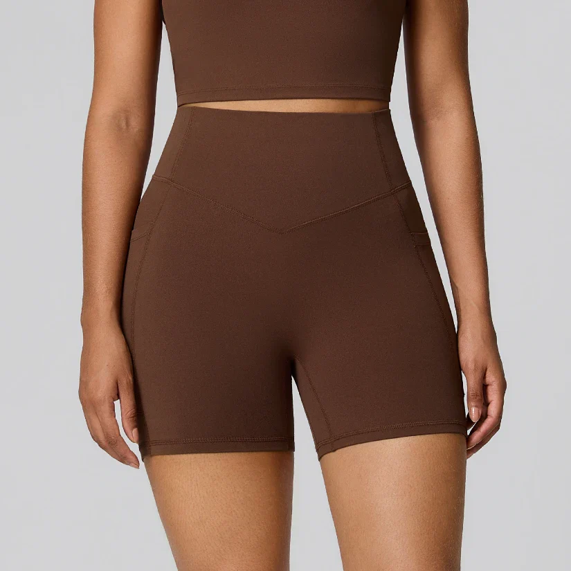 Women's High Waist Shaping Yoga Shorts with Pocket