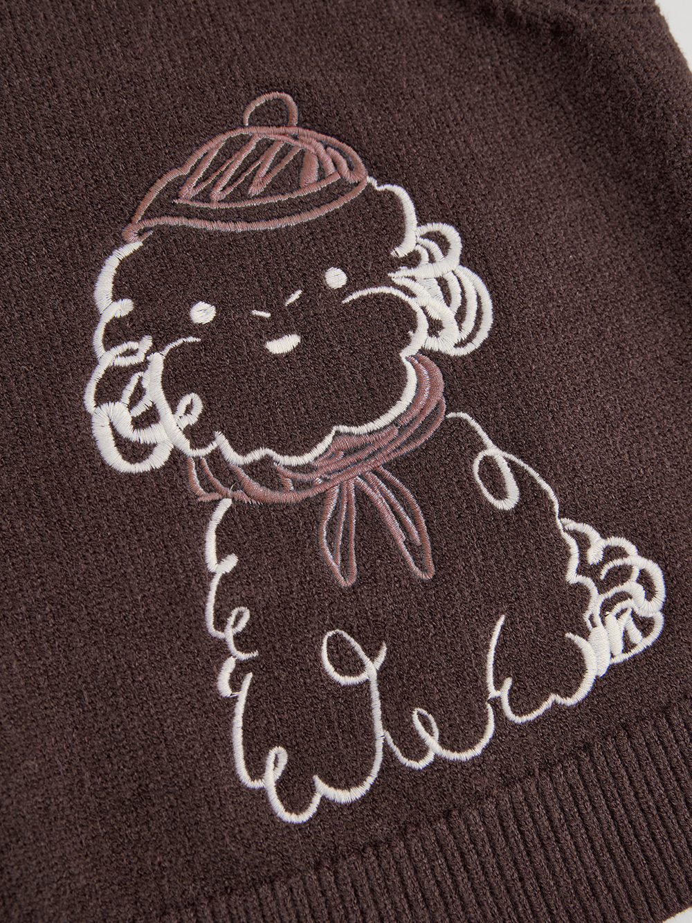 Embroidered Dog Knit Vest