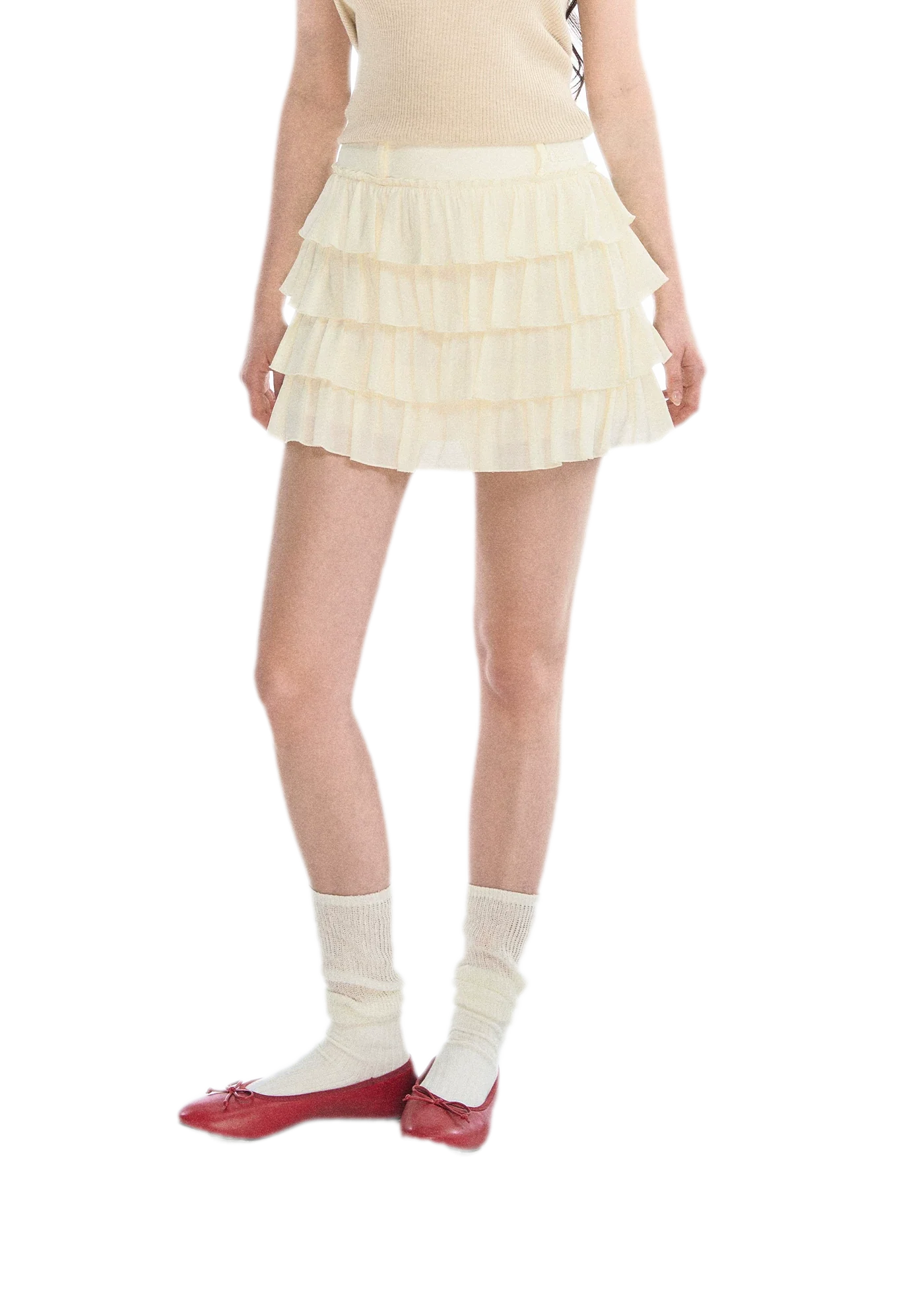 Lace Tiered A-Line Skirt