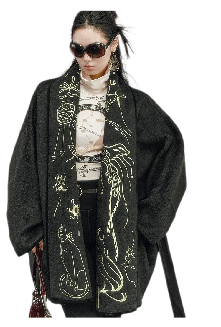 Heavy Embroidered Double-Sided Coat