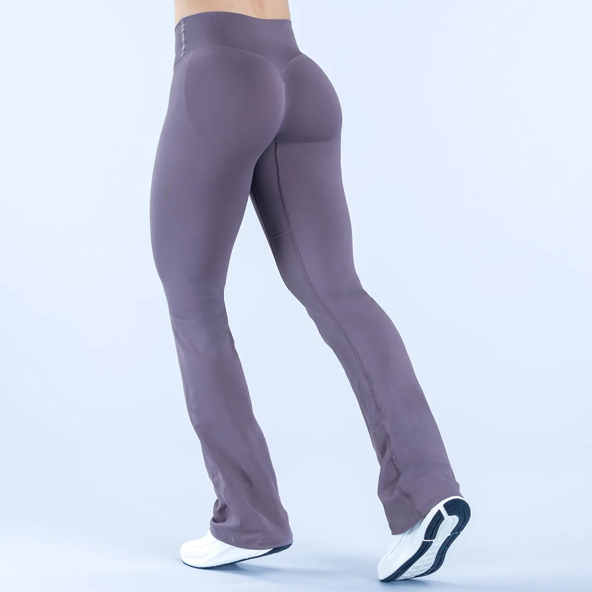 Seamless Cross-Waist Yoga Pants with Flared Legs
