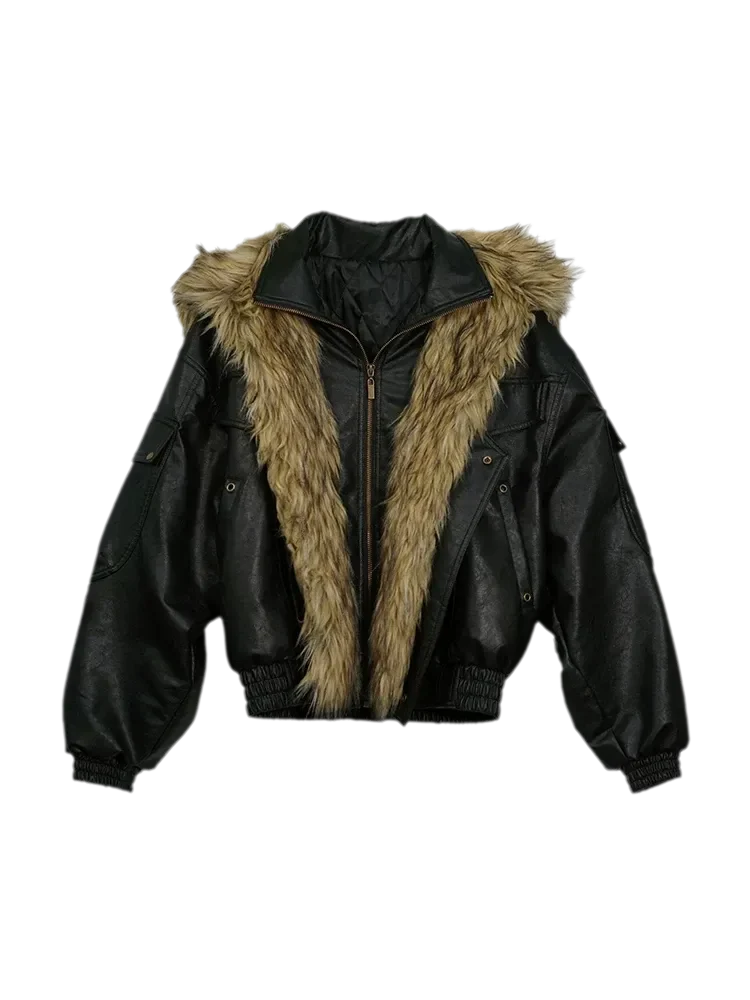 Detachable Fur Collar Flight Jacket