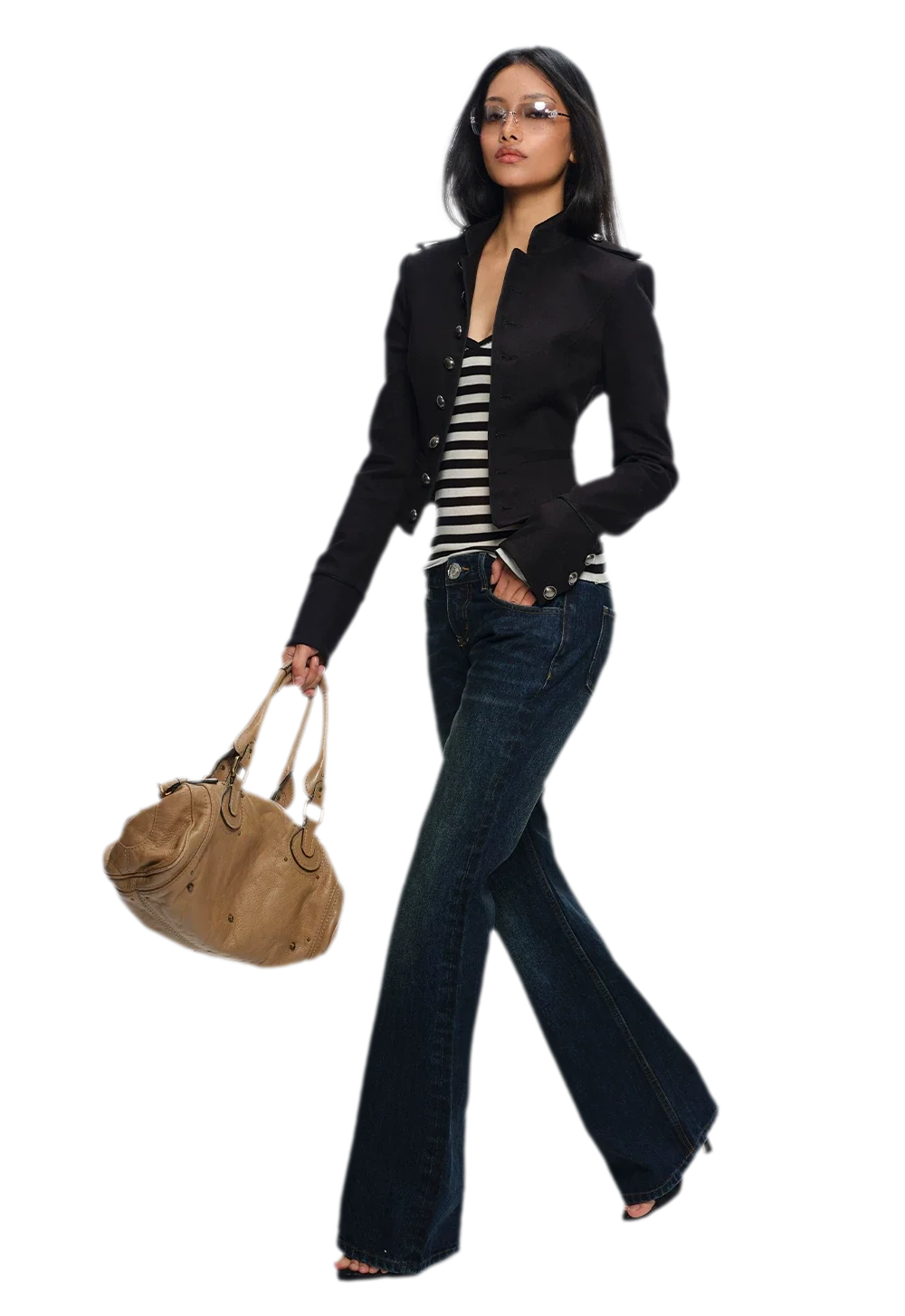 Coated Napoleon Fitted Cropped Jacket