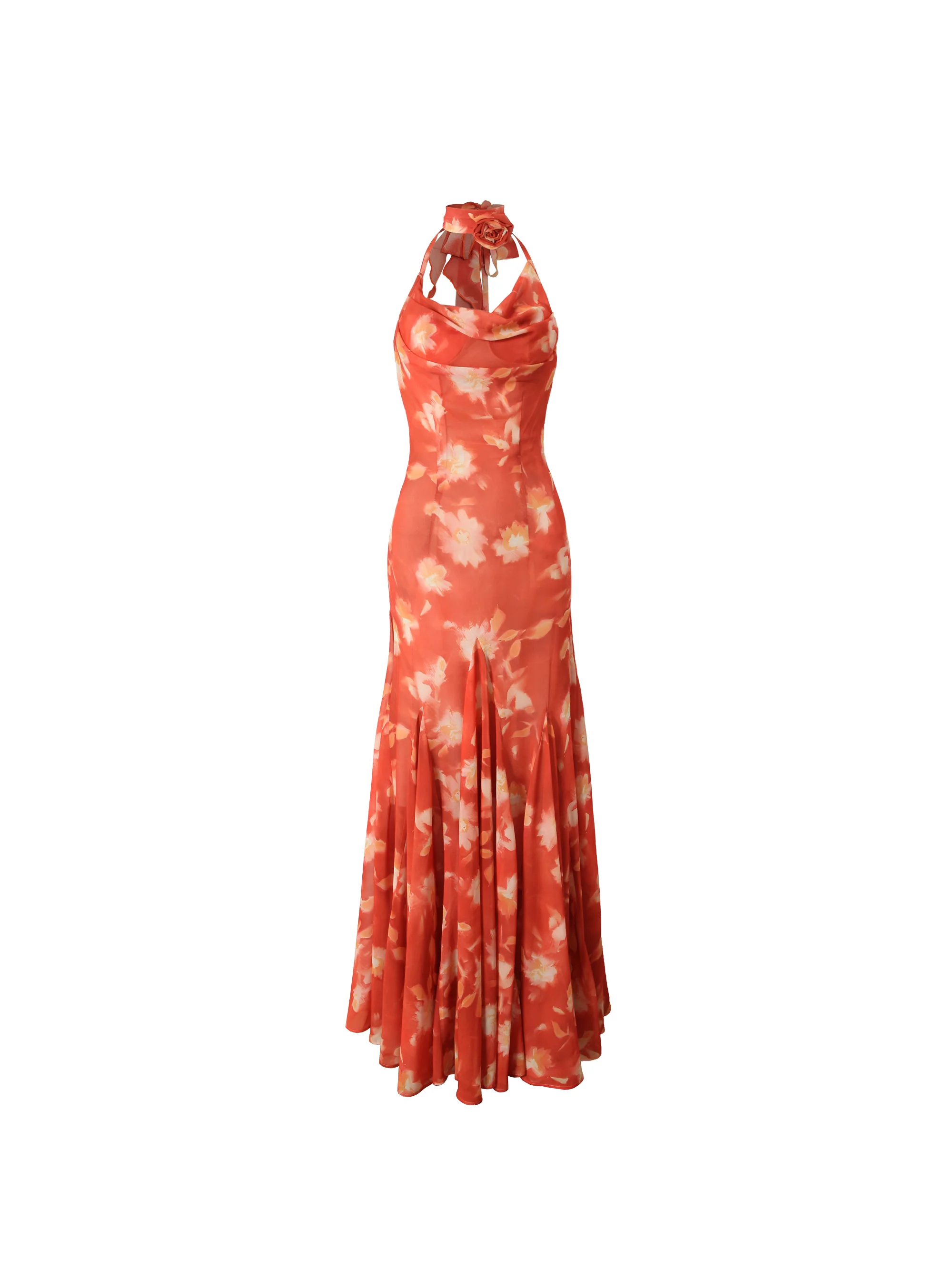 Floral Halter Fish Tail Dress