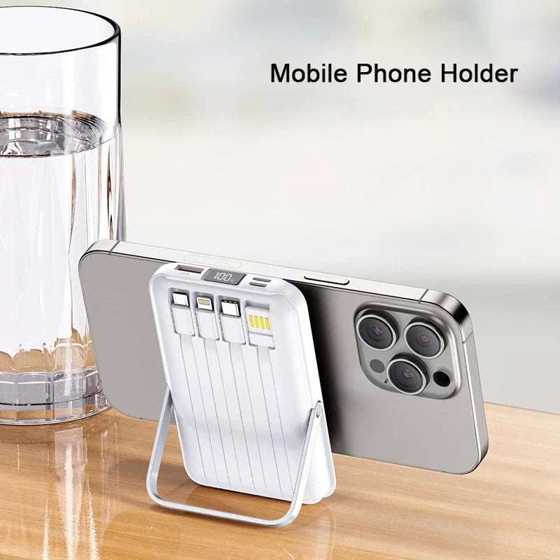 MagStream Pro 30000mAh Magnetic Power Bank with Built-in Cables & Stand