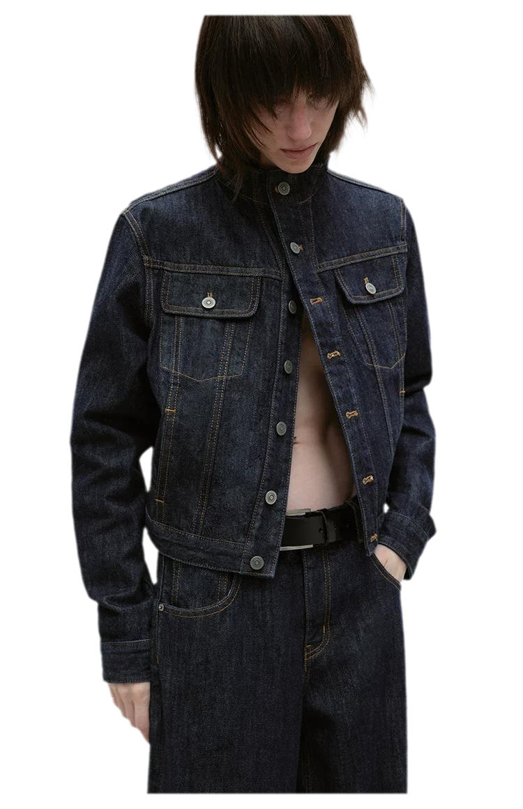 Redline Cropped Raw Denim Jacket