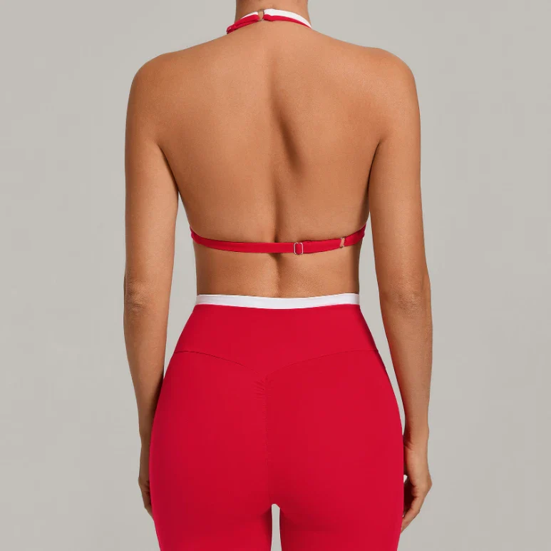 Color Block Fake Two-Piece Yoga Fitness Bra
