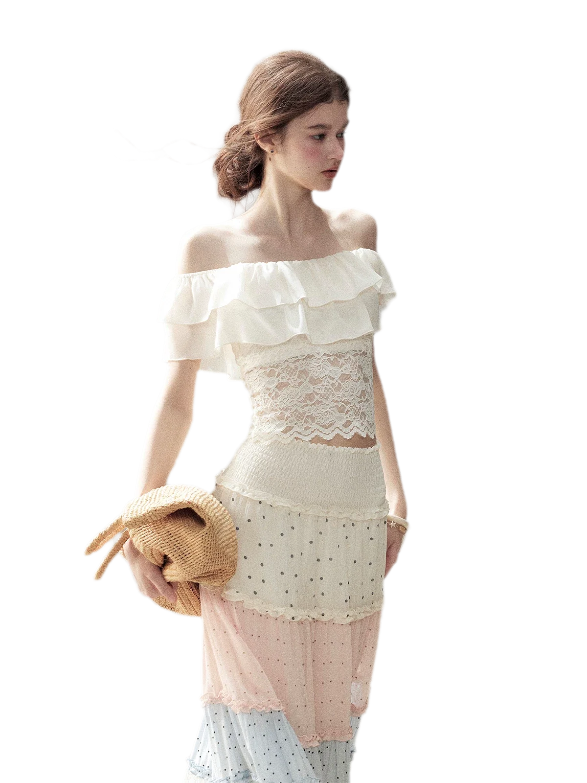 Ruffle Lace Off-Shoulder Top