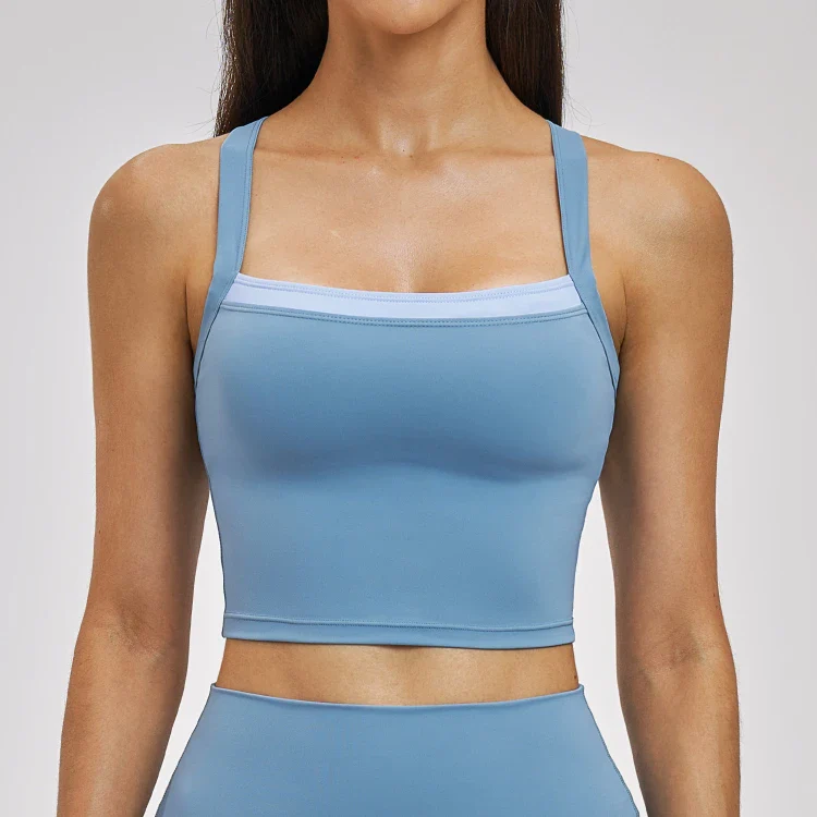 Women’s 2-in-1 Color Block Cross Back Yoga Tank Top