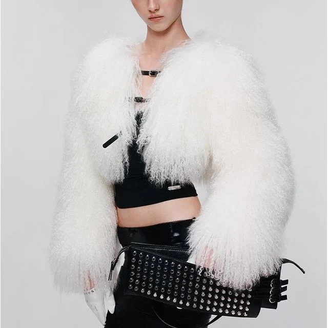 Long Sleeve Faux Fur Cropped Coat