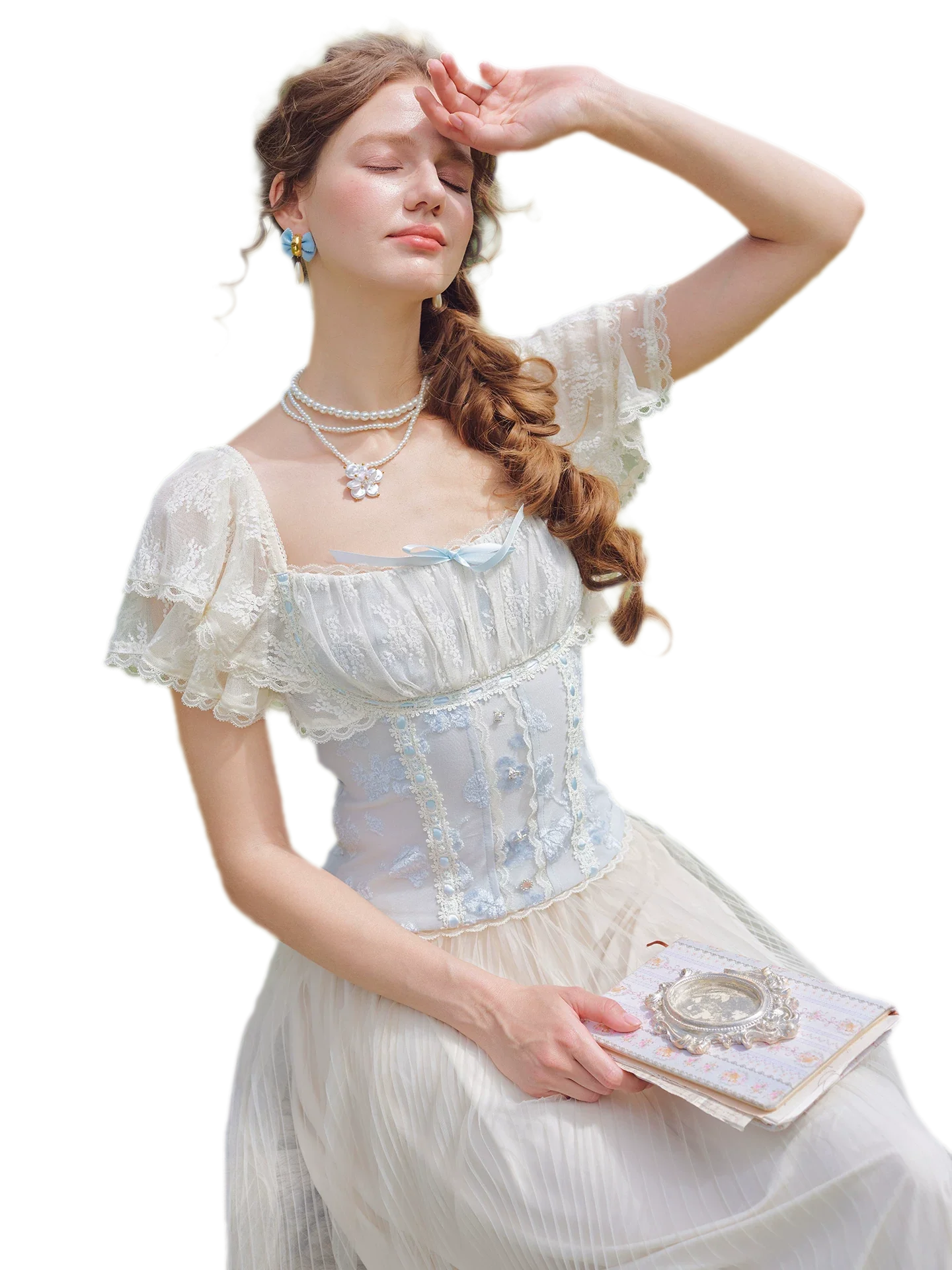 Lace Ruffle Fitted Top