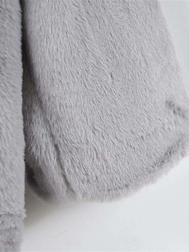 Warm Faux Breathable Coat Pocket Women's Lined Fleece Fur