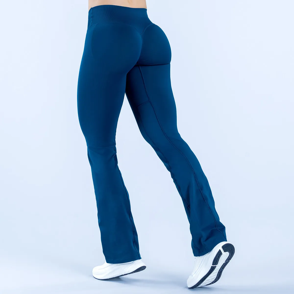 Seamless Cross-Waist Yoga Pants with Flared Legs