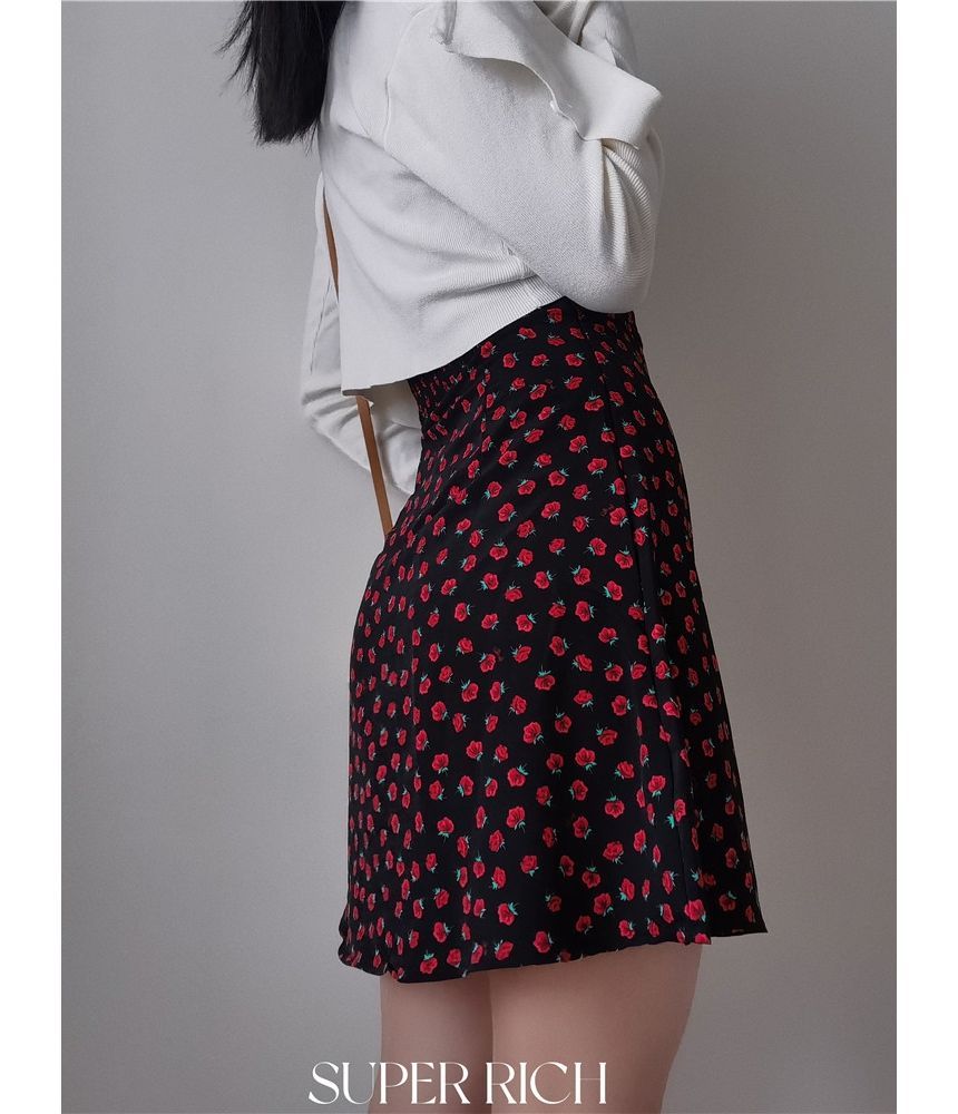 Spaghetti Dress Sleeveless Strap Floral / Print Midi Mini Slim-Fit Rose