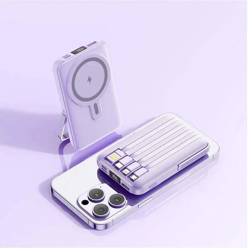 MagStream Pro 30000mAh Magnetic Power Bank with Built-in Cables & Stand