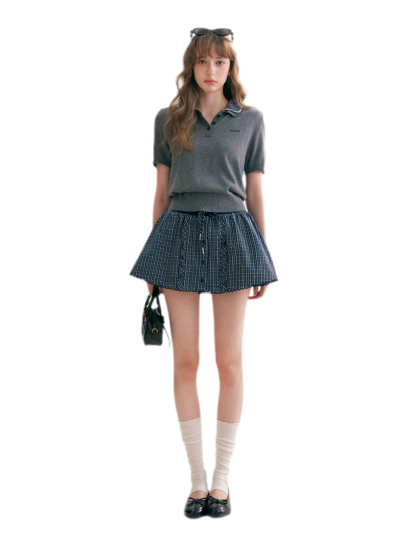 Wool Blend Plaid Skirt Set