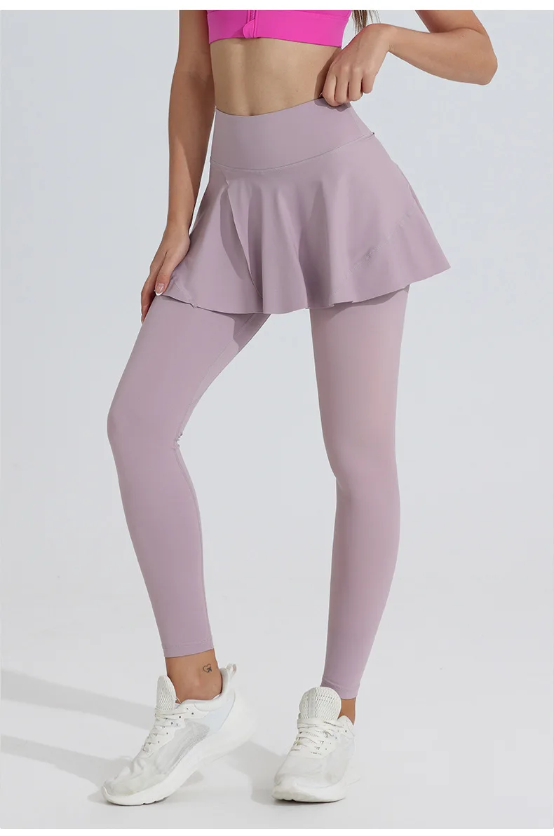 New Yoga Pants Women's High Waist Tennis Skirt Fitness Speed Drying Running Pocket Sports Skirt Tight Pants