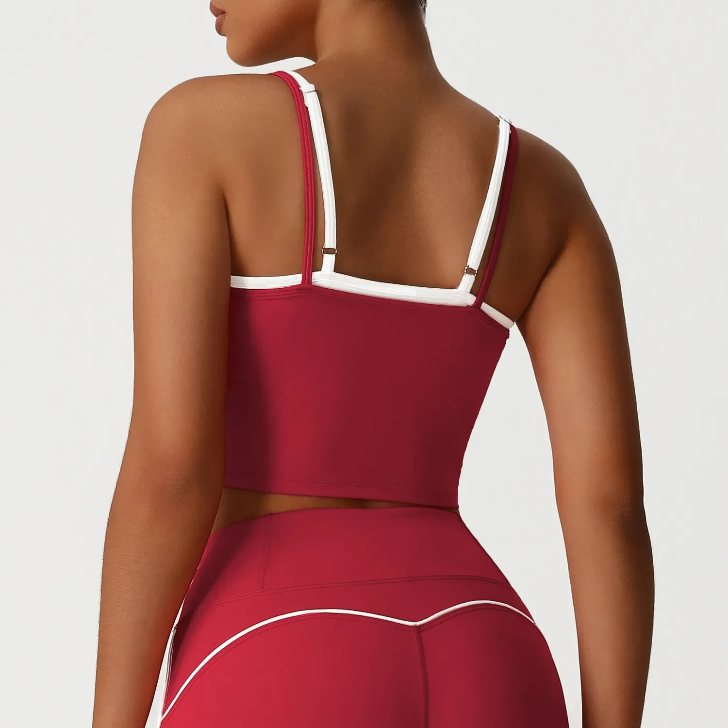 Fake Two-Piece Square Neck Yoga Tank Top