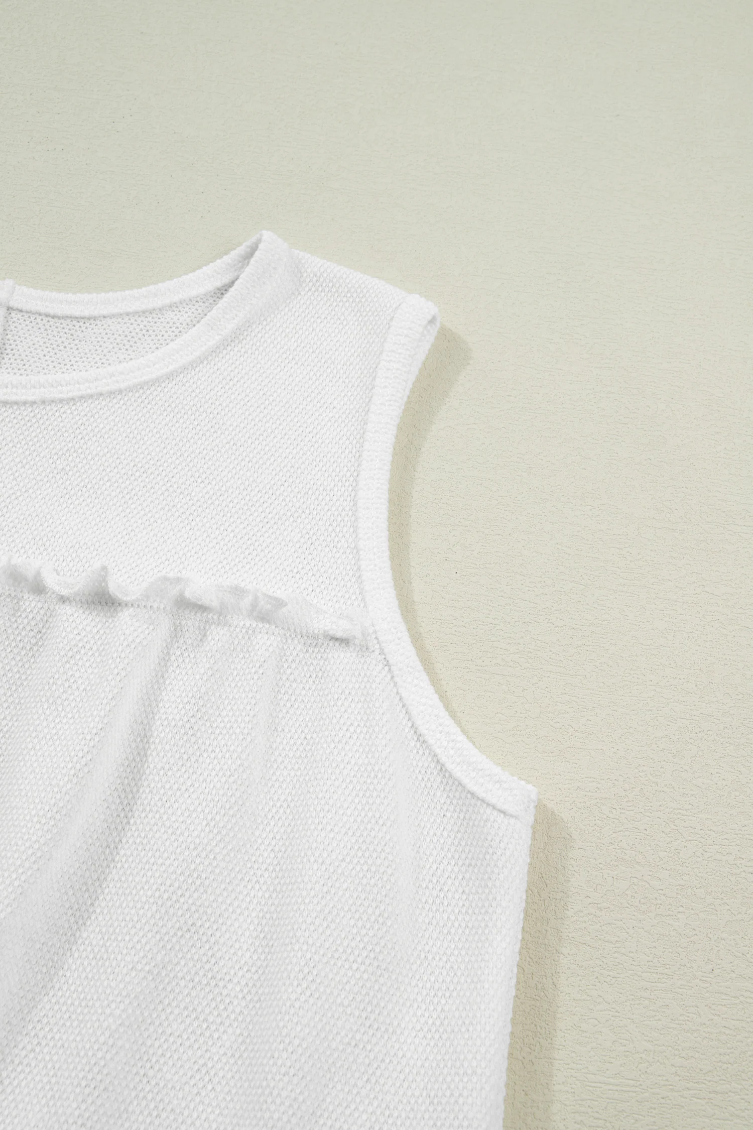 Cute White Tiered Frill Trim A-line Tank Top