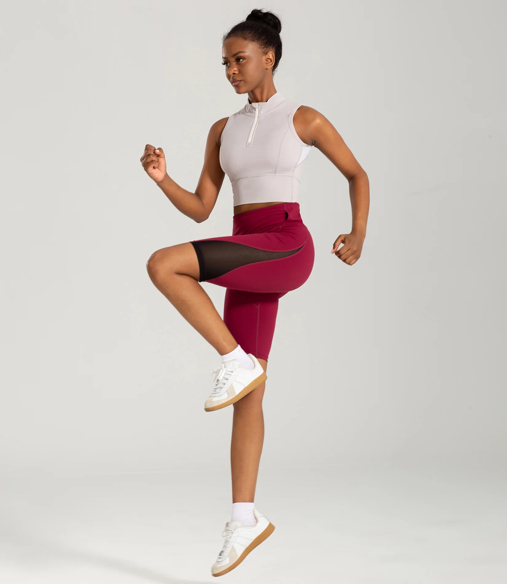Half-Zip Stand-up Collar Crop Tank