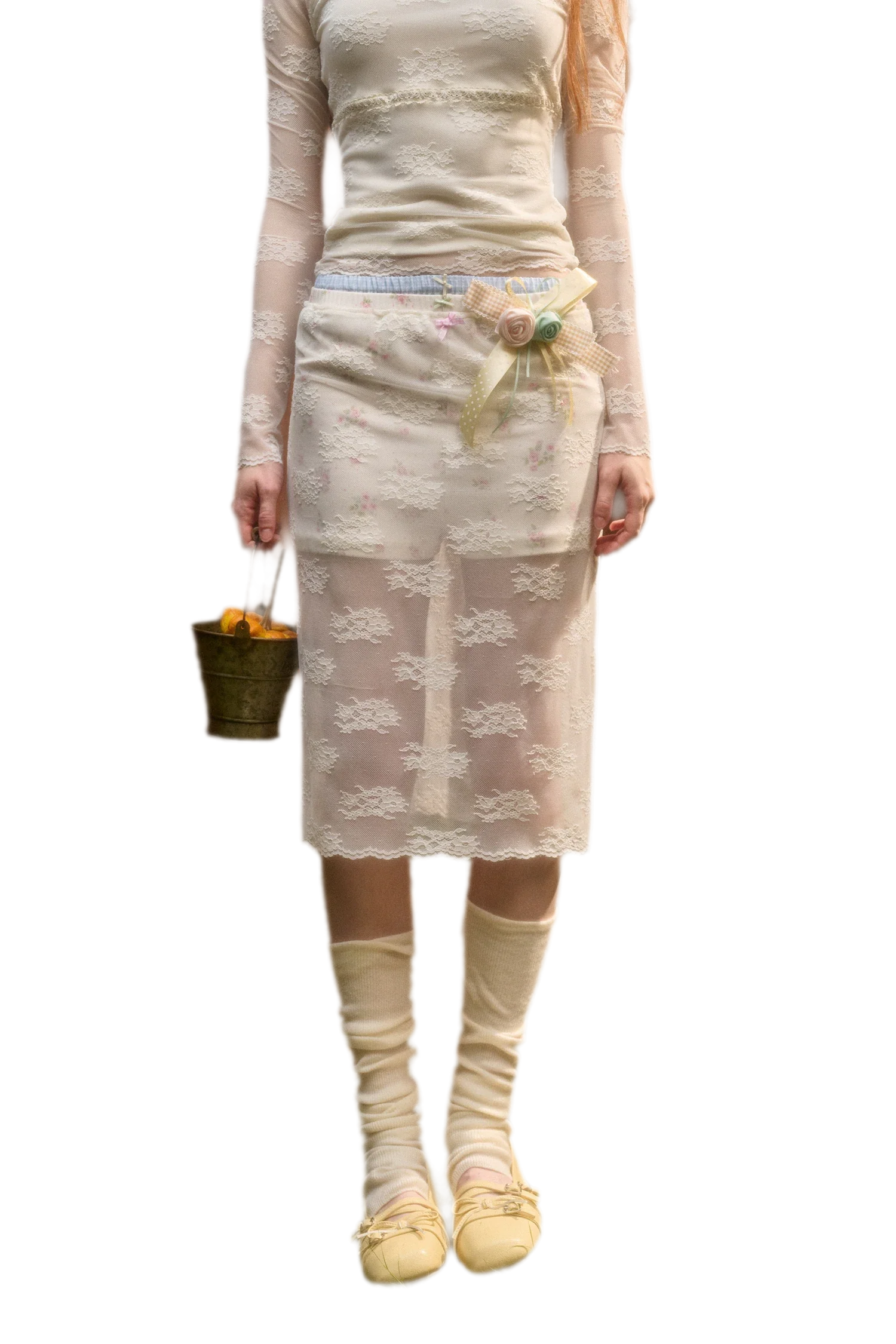 Stretch Lace Layered Skirt Set