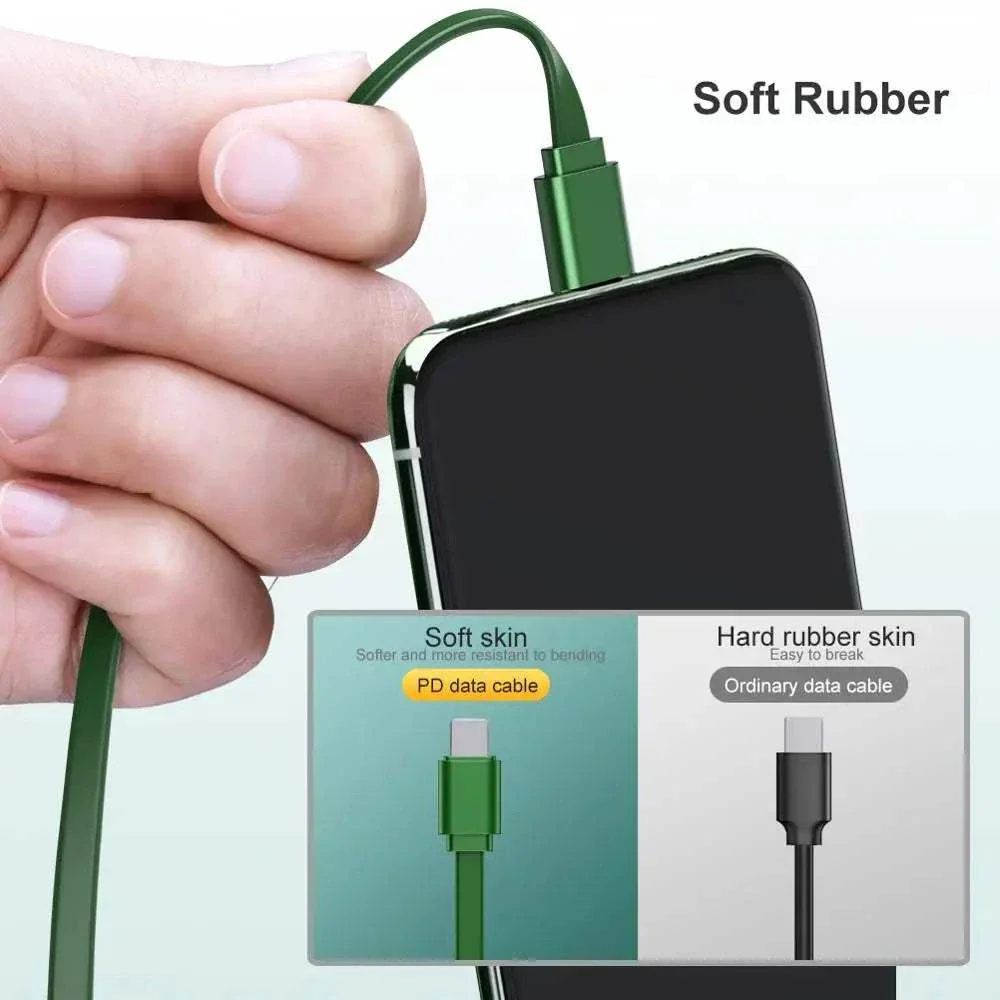 PD Fast Charging USB-C & Lightning Cable (Retractable)
