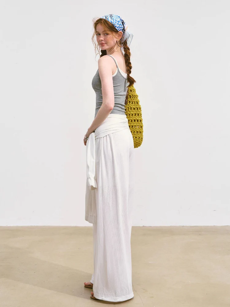 Tie-Waist Flowy Linen Wide-Leg Pants