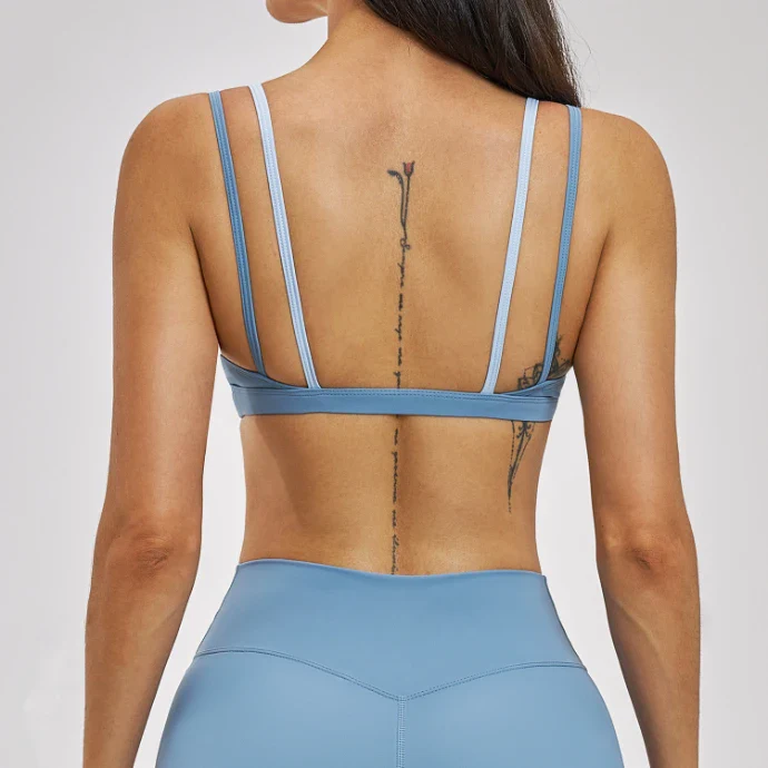 Women's Double-layer Fake Two-piece Color-Blocking Yoga Bra