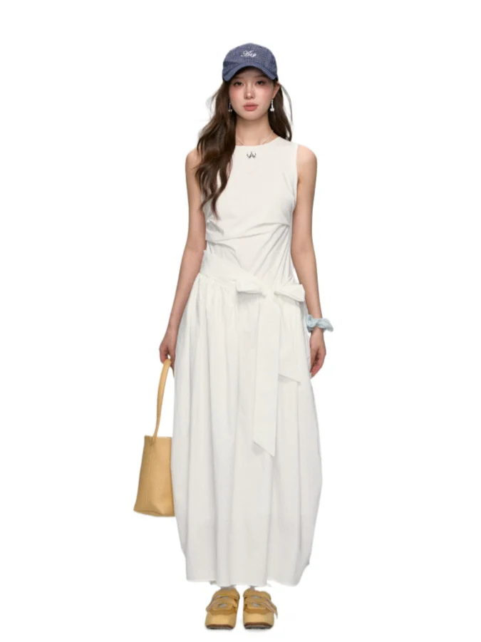 Sleeveless Tie-Waist A-Line Sundress
