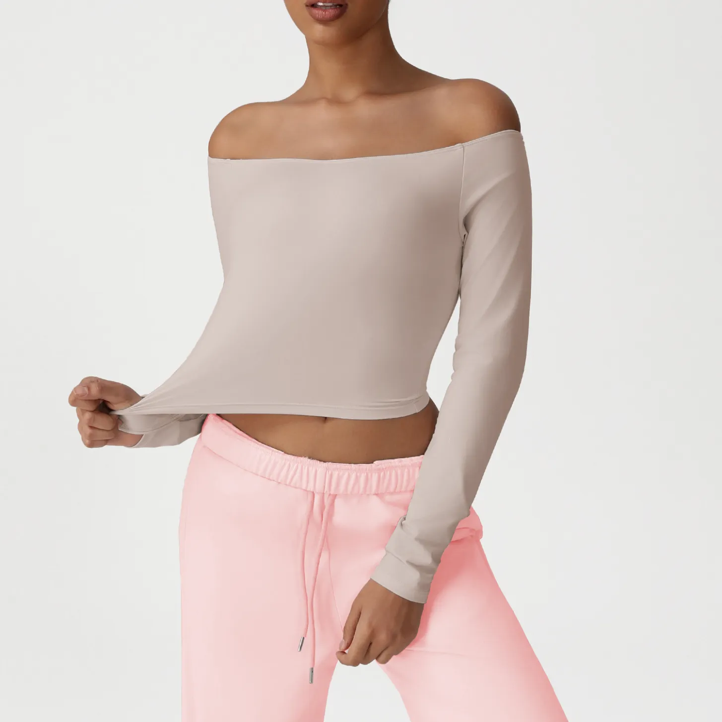Yoga Long Sleeve Off-shoulder Top