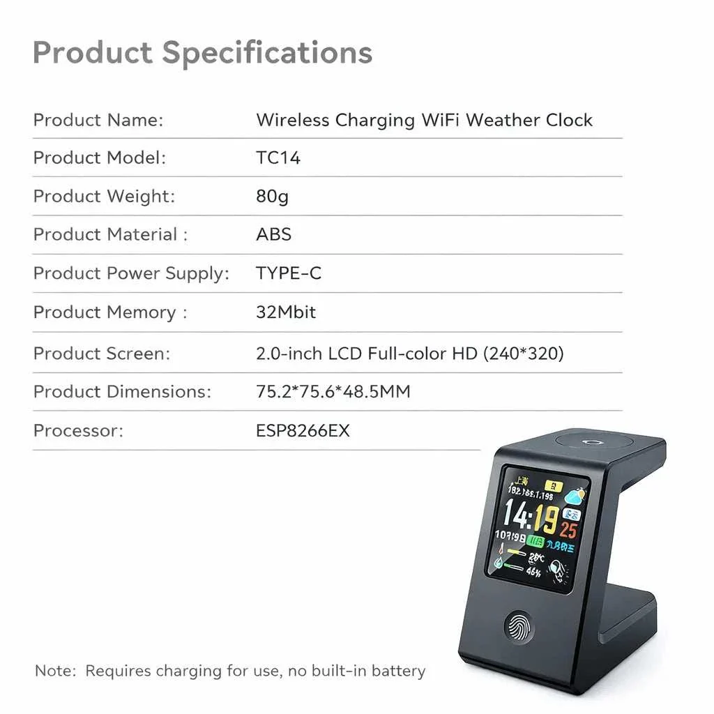 Aura Smart WiFi Weather Clock & Watch Charger