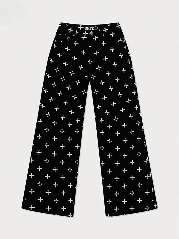 Black Garden Classic Wide-Leg Jeans