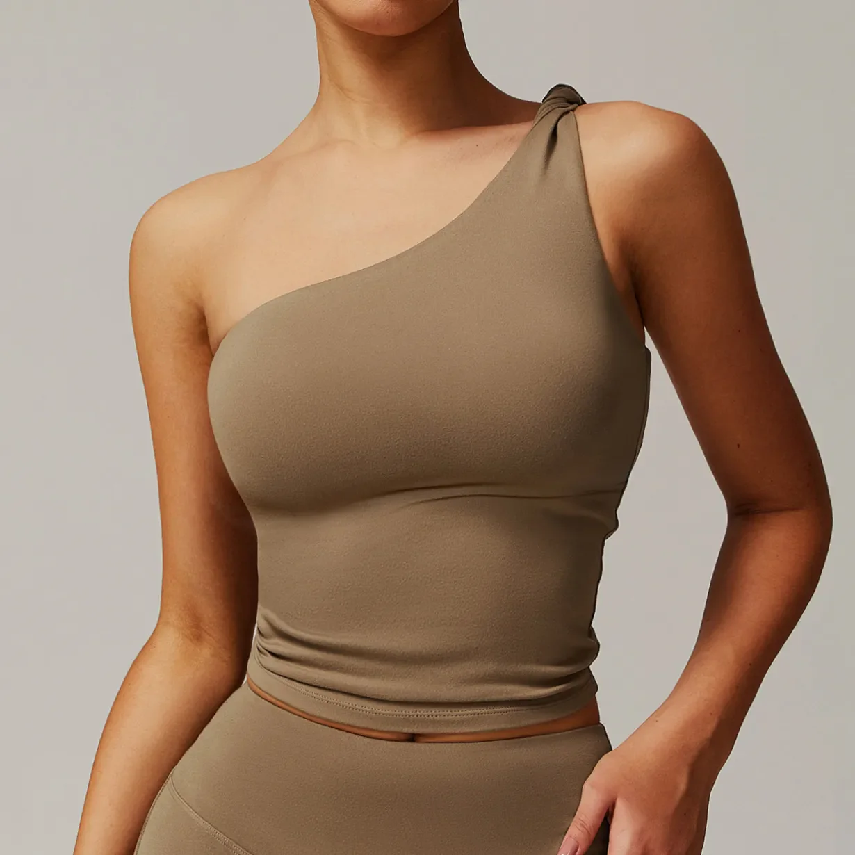 One-shoulder Twisted Yoga Tank Top ZC9152