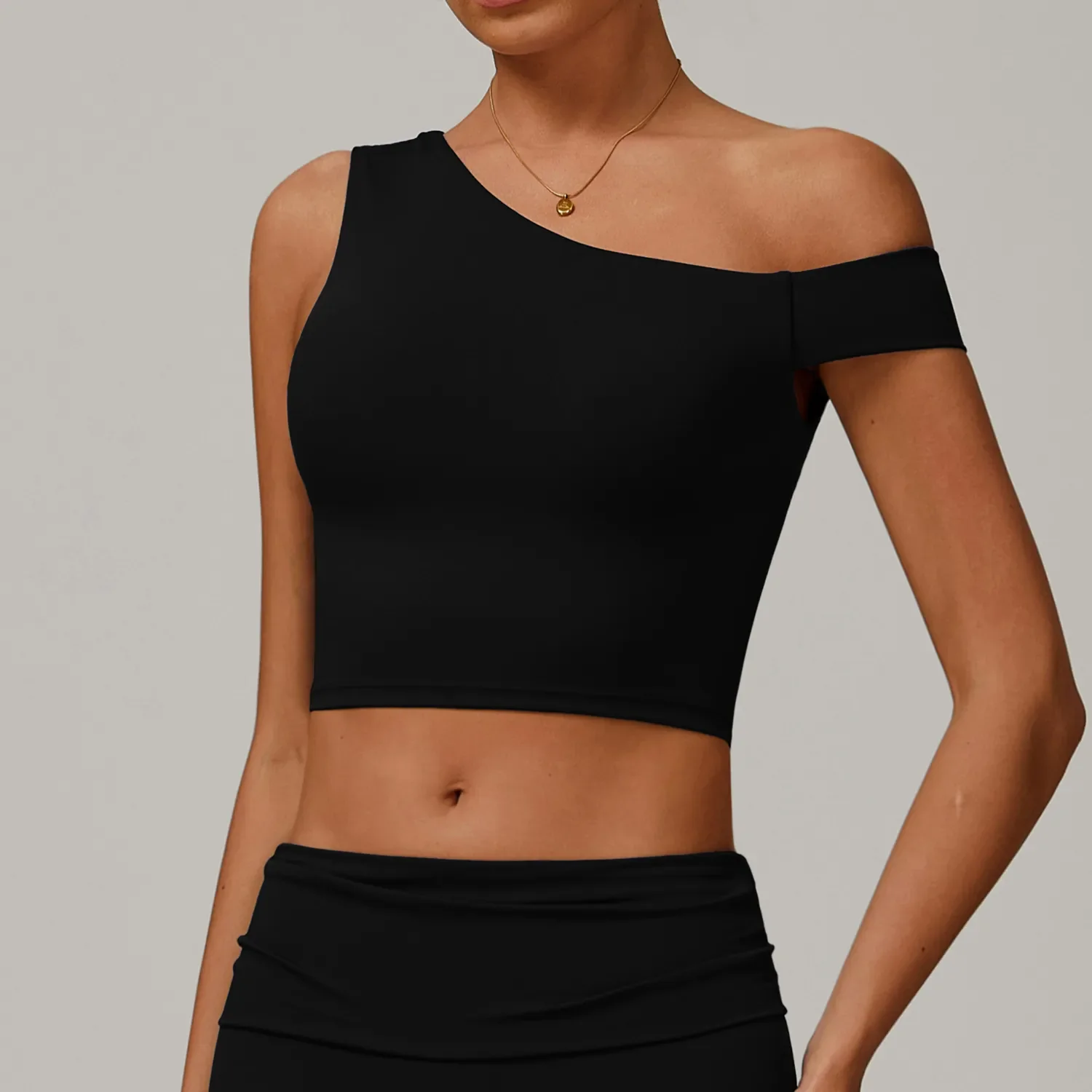 Recycled One Shoulder Crop Tank Top