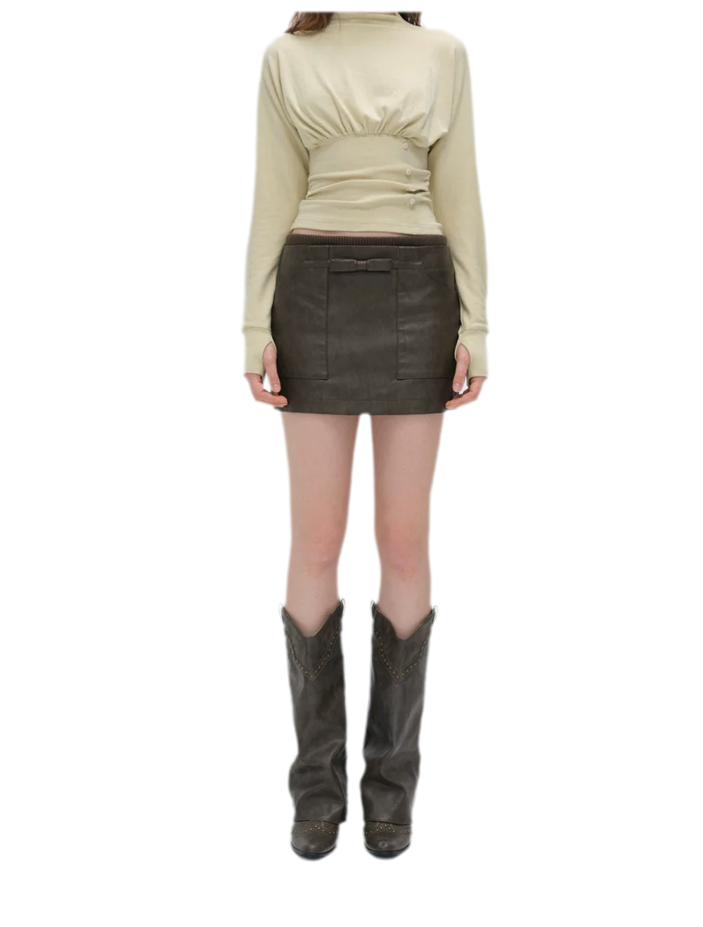 Textured Bow Mini Skirt