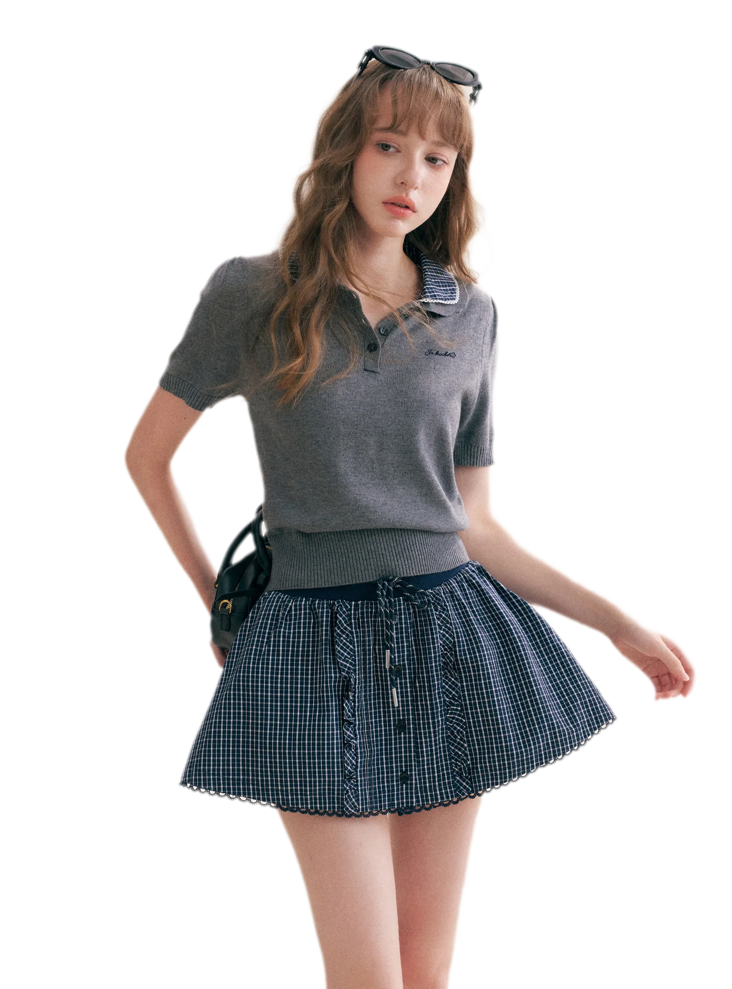 Wool Blend Plaid Skirt Set