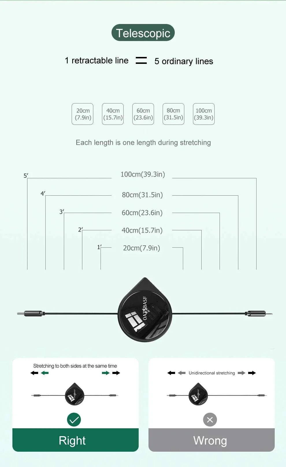 PD Fast Charging USB-C & Lightning Cable (Retractable)