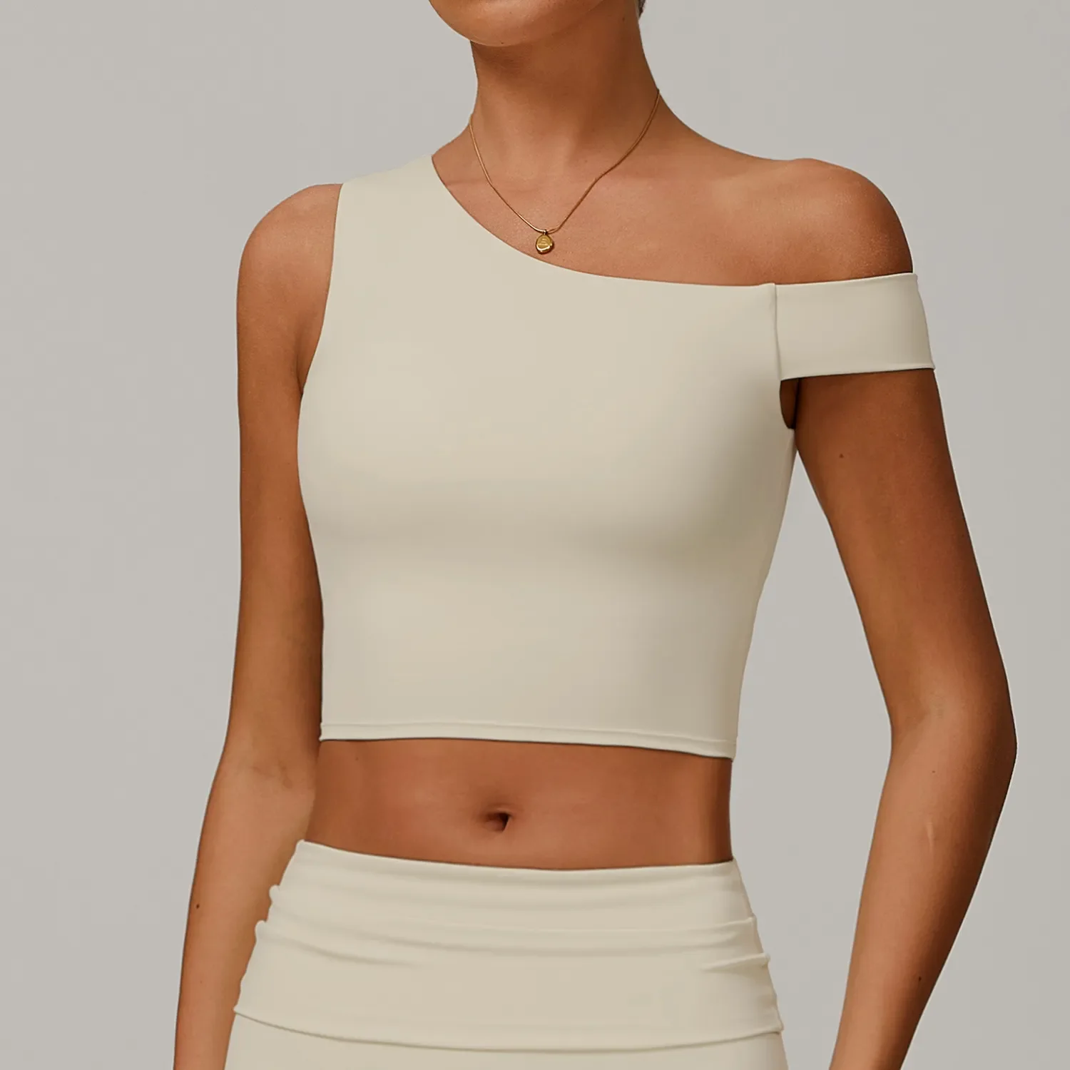Recycled One Shoulder Crop Tank Top