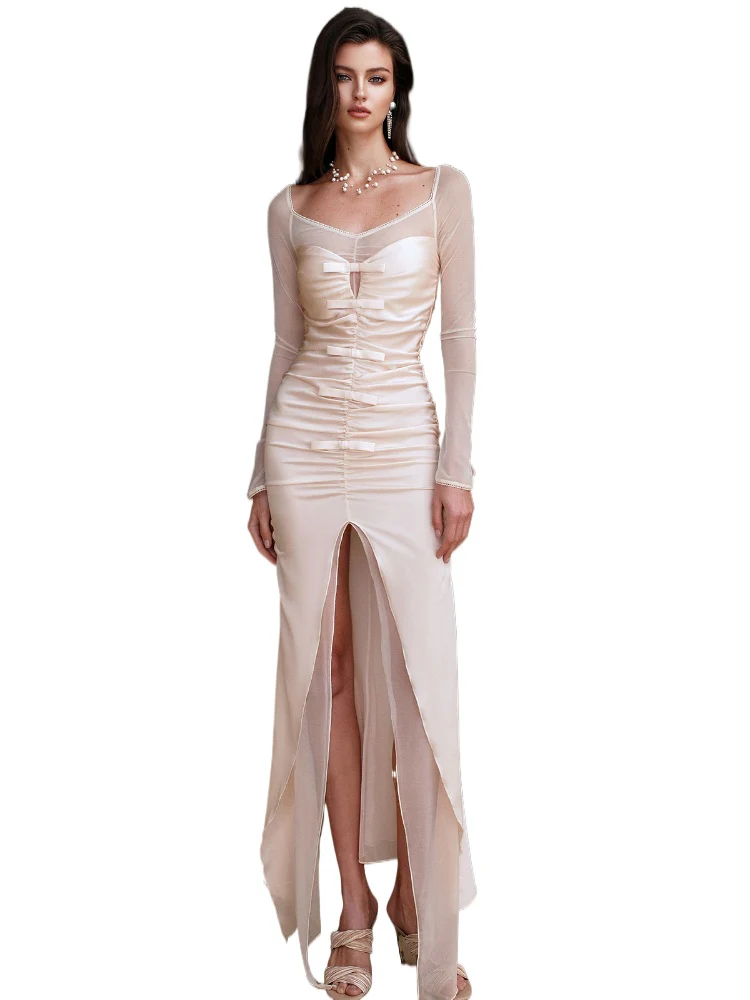 Bowknot Halter Fake Two-piece Dress