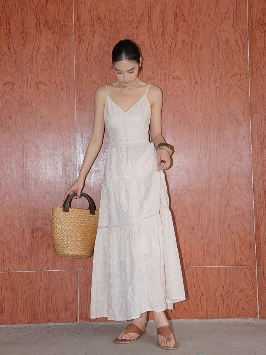 Xitalic Layered Graceful Embroided Flare Cami Dress