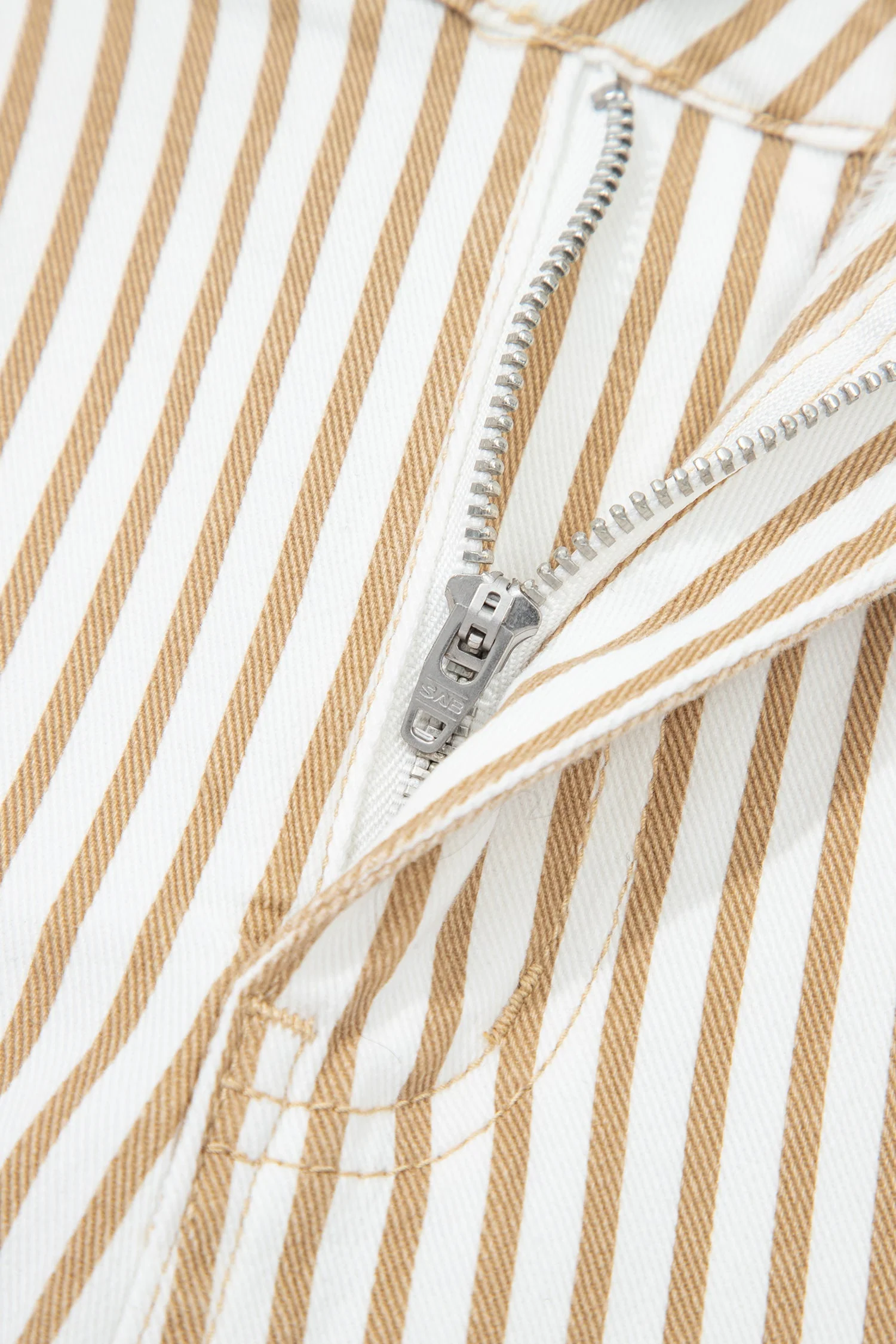 Khaki Stripe Casual Barrel Jeans