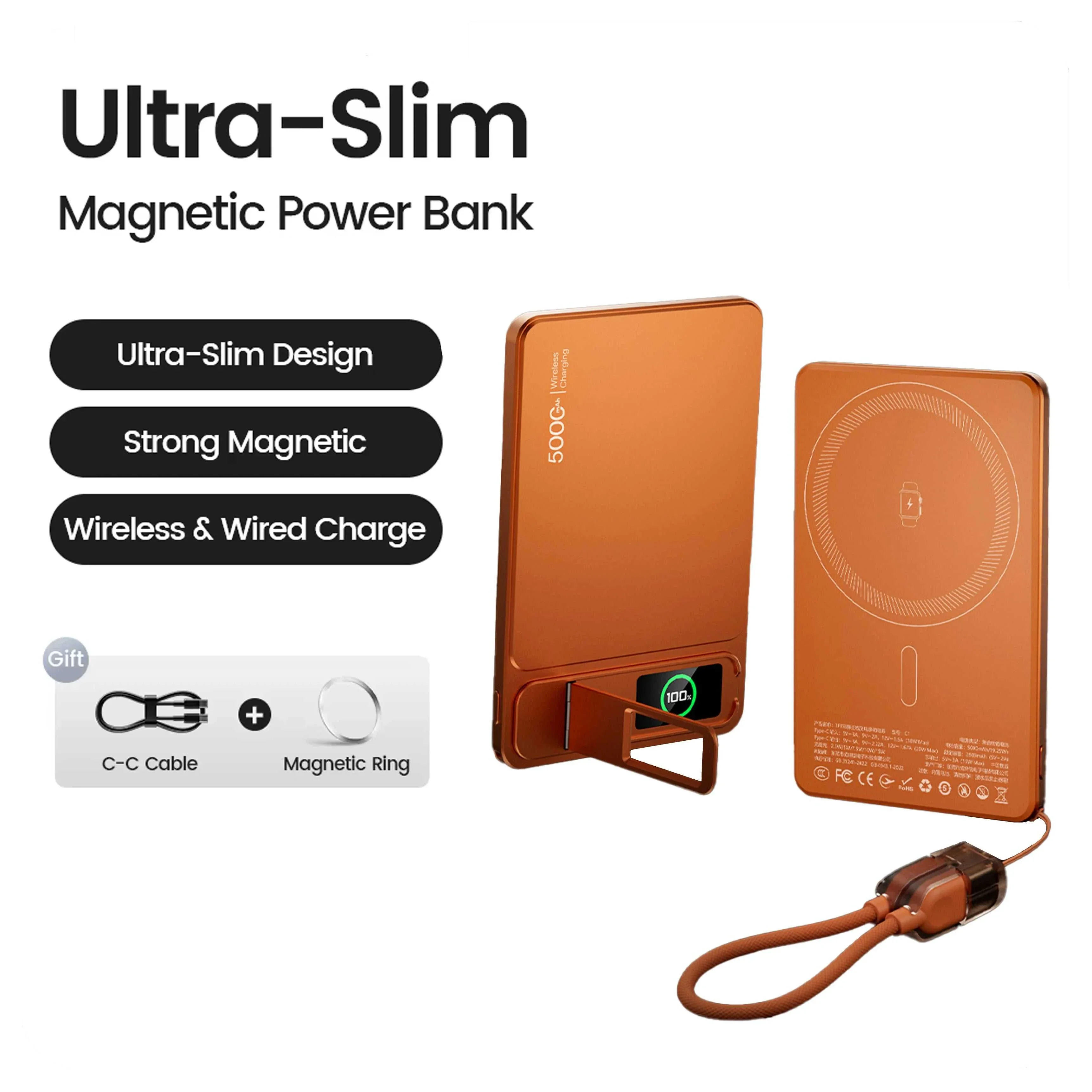 10000mAh Magnetic Wireless Power Bank – 15W MagSafe PD 20W Fast Charging